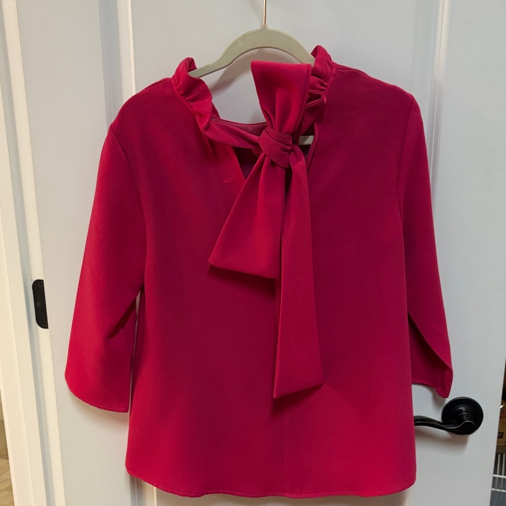 Women’s Ruffle-Neck Blouse - Pink - Picture 4 of 9